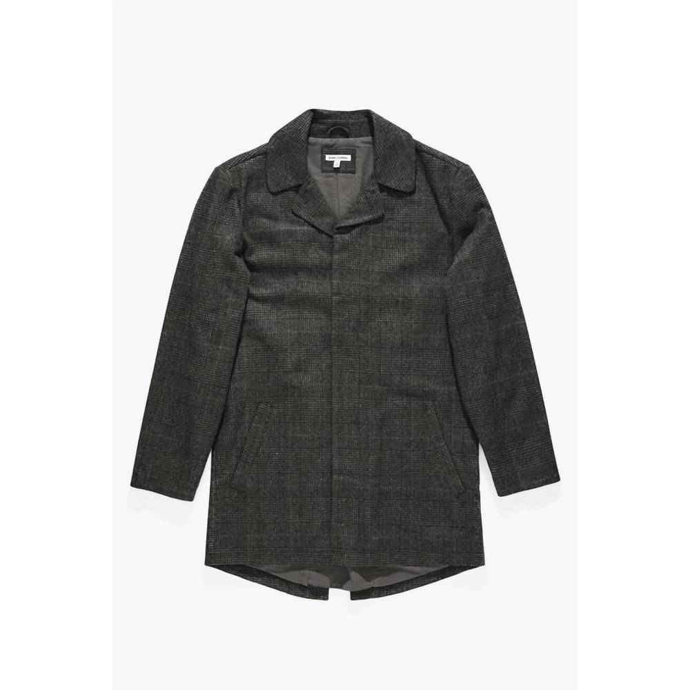 NEW BANKS JOURNAL men's brooklyn plaid trench jacket in dirty black